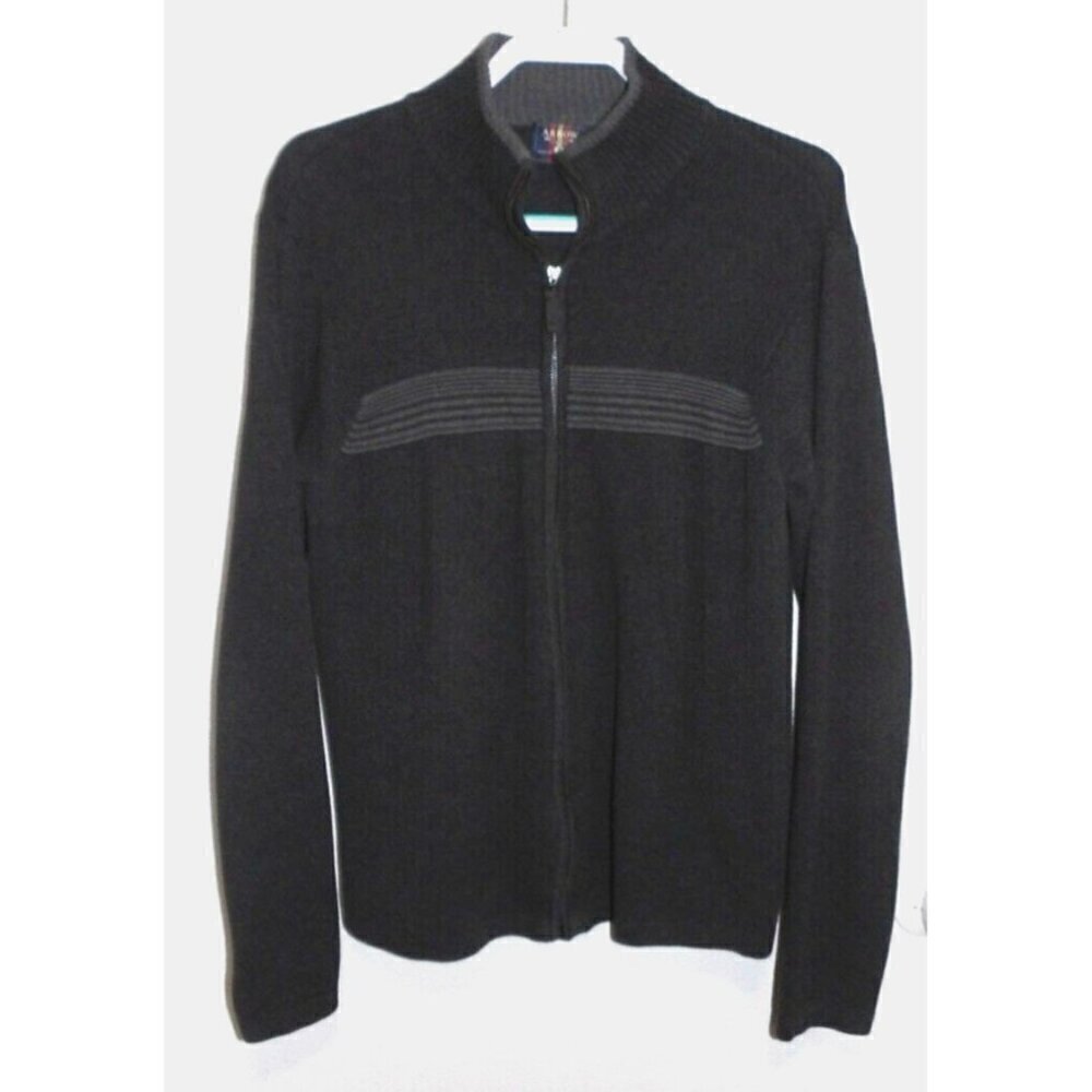 ARROW gray full zip cardigan sweater 100% cotton men's size M